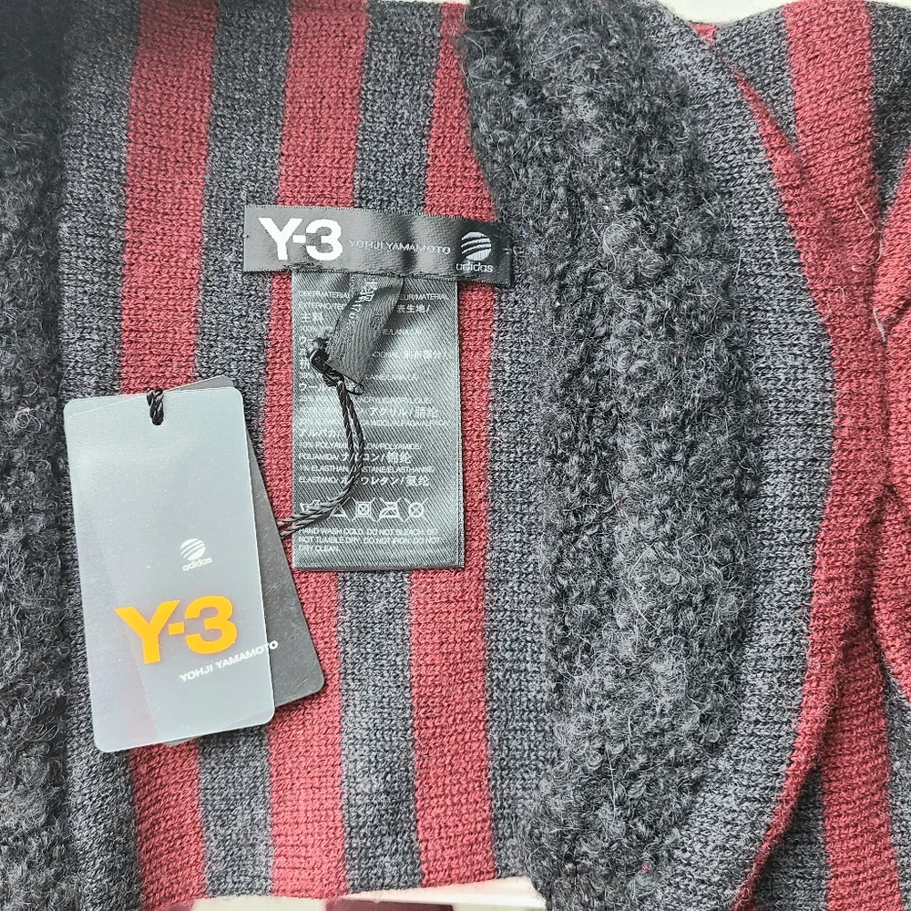 NWT Y-3 Yohji Yamamoto x Adidas Striped Alpaca Wool Blend Scarf